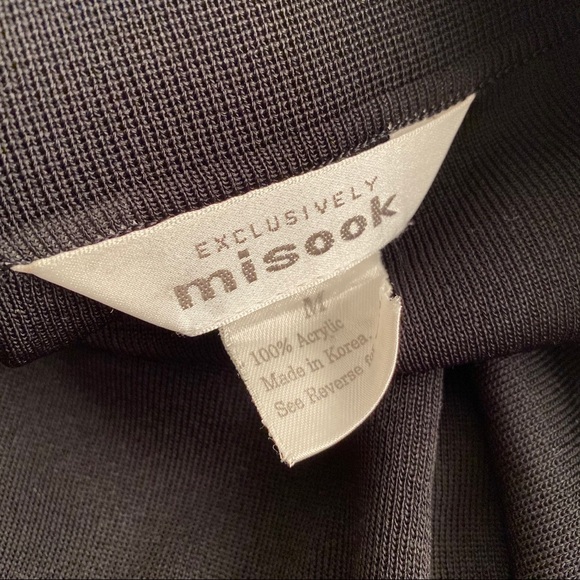 Misook black open cardigan striped collar/cuffs M - Picture 6 of 11